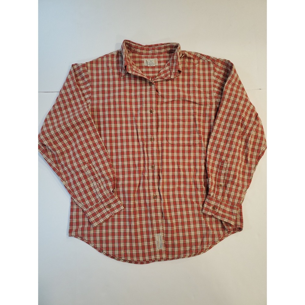 Vintage Abercrombie & Fitch Authentic Originals Plaid Red White Shirt Sz Medium